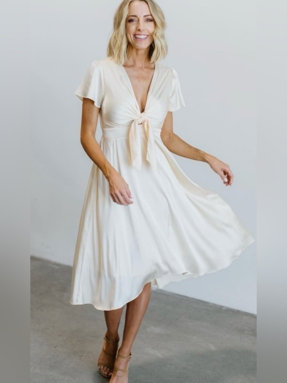 NWT Baltic Born Poppy XXL ivory satin peekaboo midi dress bride bridal honeymoon